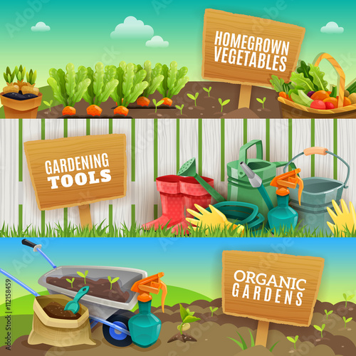 Three Gardening Horizontal Banners