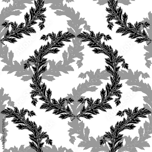 Seamless graphical wreath floral pattern.Vector.