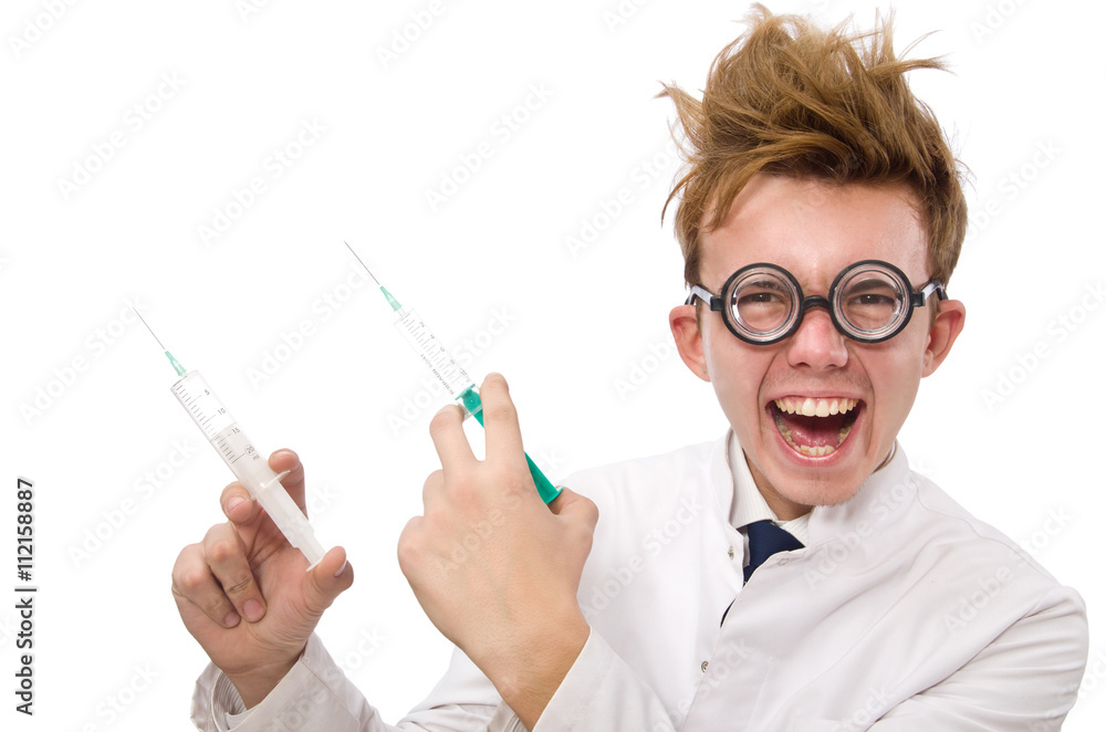 Funny doctor isolated on white Funny doctor isolated on white