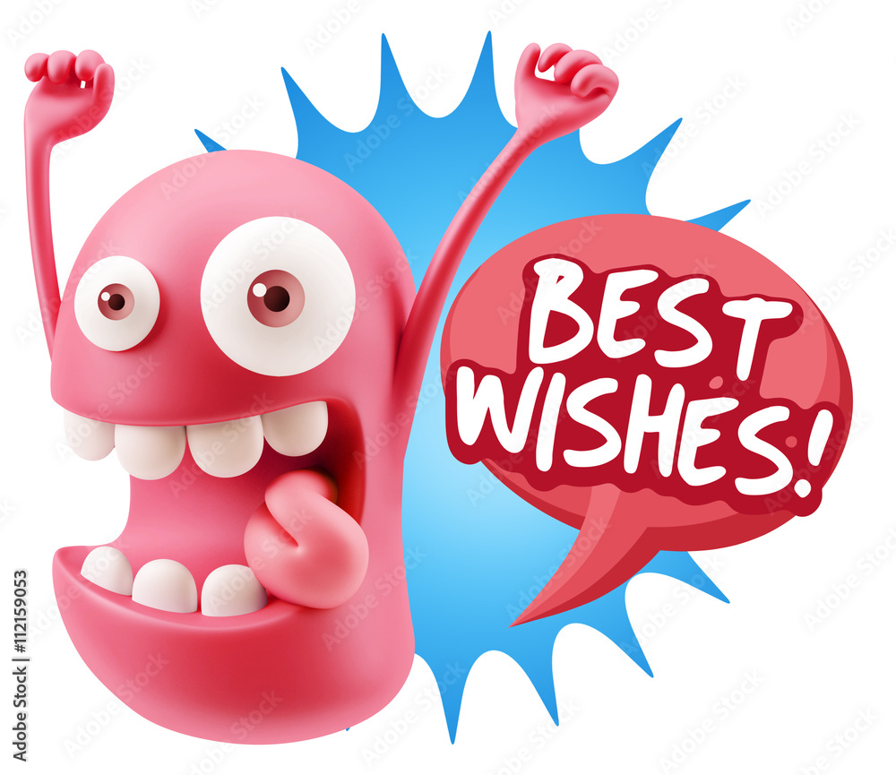 3d Rendering Smile Character Emoticon Expression saying Best Wis 3d Rendering Smile Character Emoticon Expression saying Best Wis