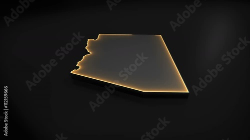 Seamless looping 3D animation of the map of Arizona including 2 versions and alpha matte