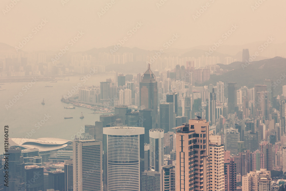 Hong Kong downtown view from Victoria peak