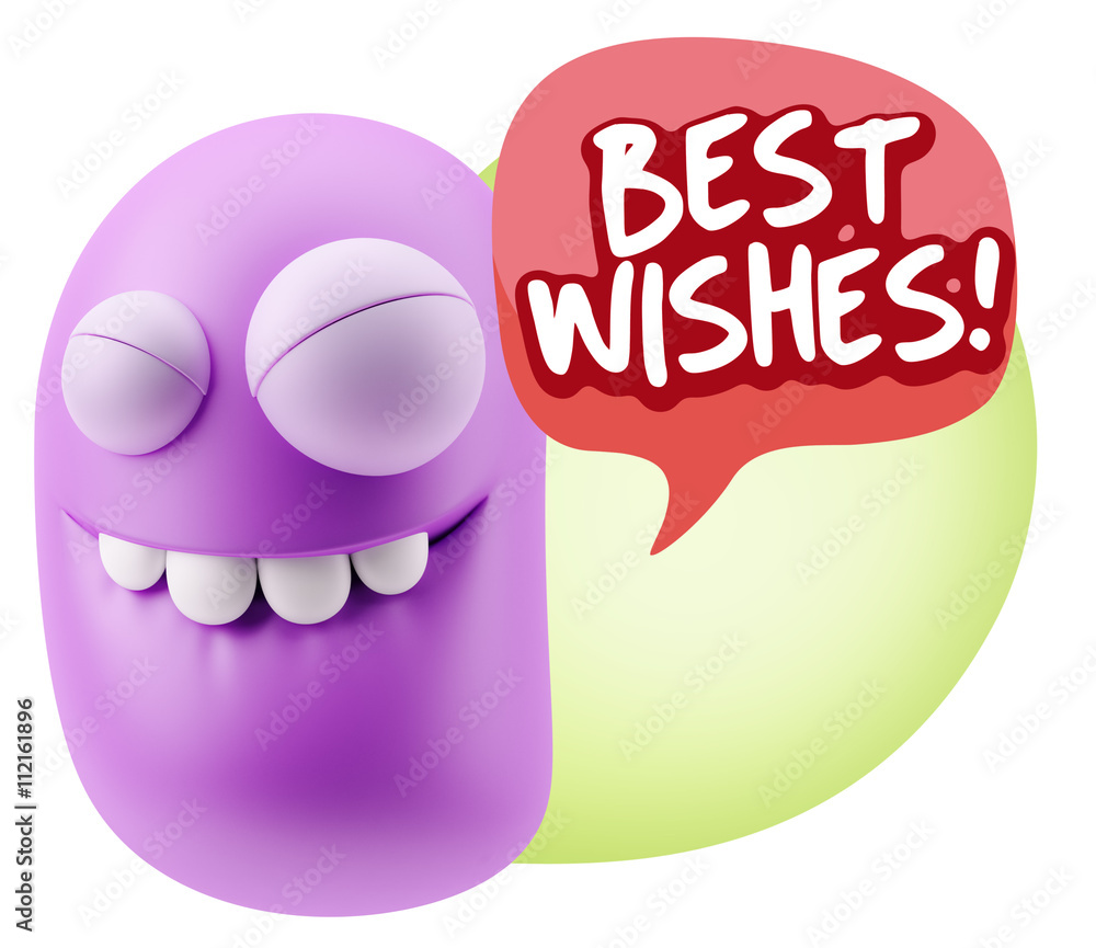 3d Rendering Smile Character Emoticon Expression saying Best Wis 3d Rendering Smile Character Emoticon Expression saying Best Wis