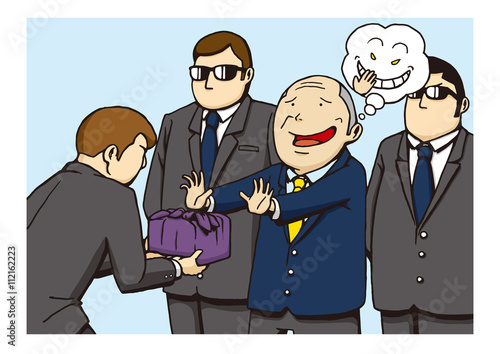 〝政治家と金〟のイメージイラスト