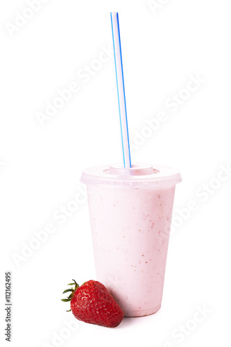 strawberry milkshake in takeaway cup