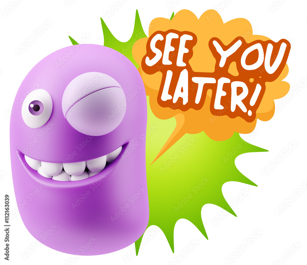 3d Illustration Laughing Character Emoji Expression saying See Y 3d Illustration Laughing Character Emoji Expression saying See Y