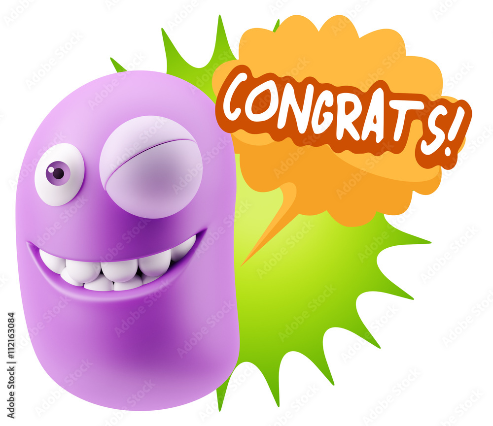 3d Rendering Smile Character Emoticon Expression saying Congrats 3d Rendering Smile Character Emoticon Expression saying Congrats