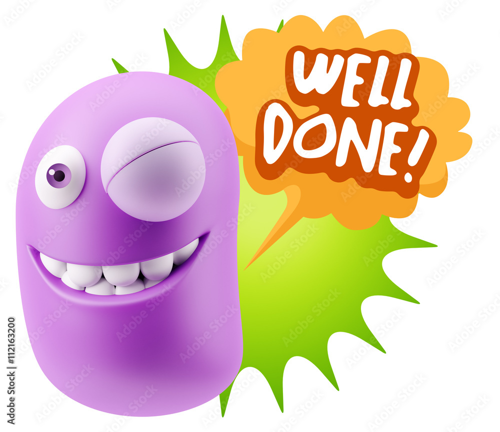 3d Rendering Smile Character Emoticon Expression saying Well Don 3d Rendering Smile Character Emoticon Expression saying Well Don