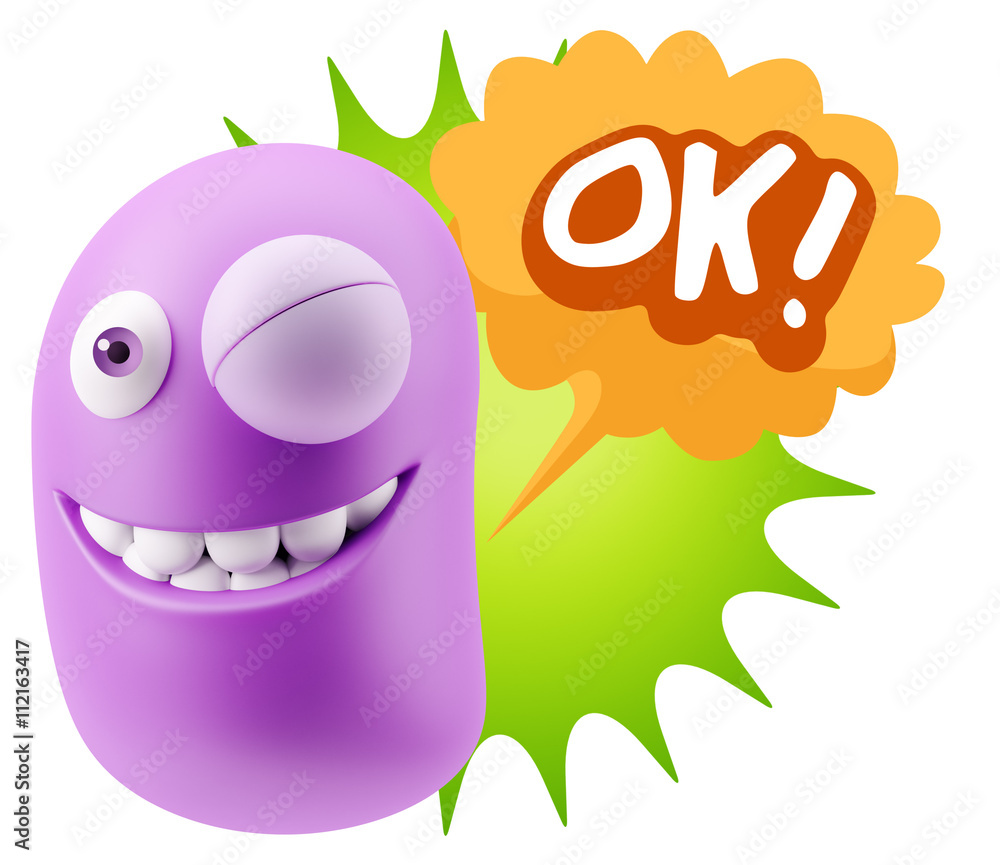 3d Rendering Smile Character Emoticon Expression saying Ok with 3d Rendering Smile Character Emoticon Expression saying Ok with