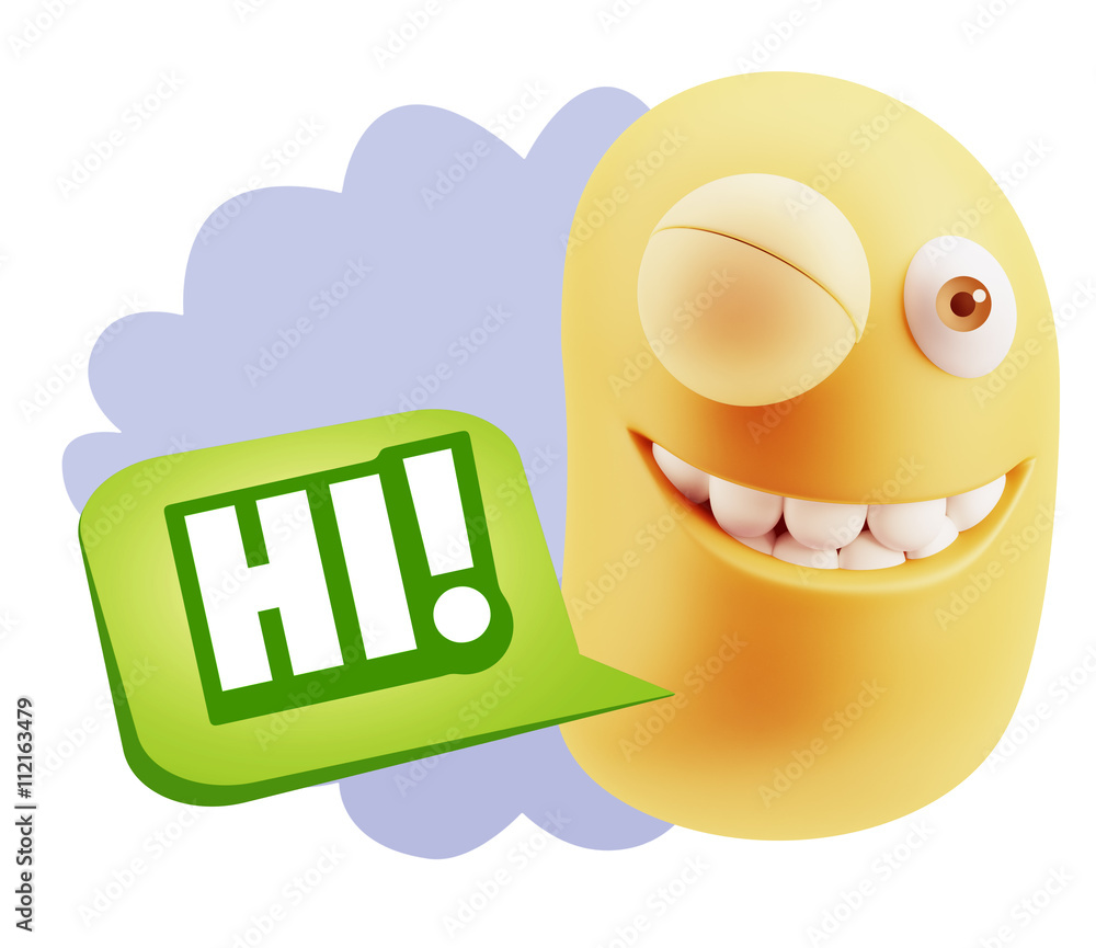 3d Illustration Laughing Character Emoji Expression saying Hi wi 3d Illustration Laughing Character Emoji Expression saying Hi wi