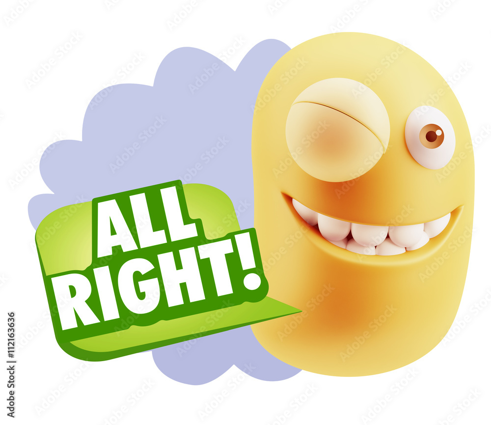 3d Rendering Smile Character Emoticon Expression saying All Righ 3d Rendering Smile Character Emoticon Expression saying All Righ