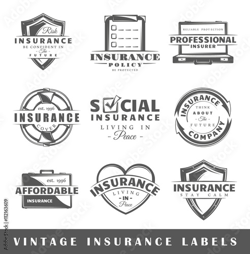 Set of vintage insurance labels