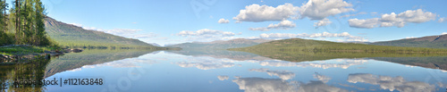 Panorama. Lake in the Putorana plateau.