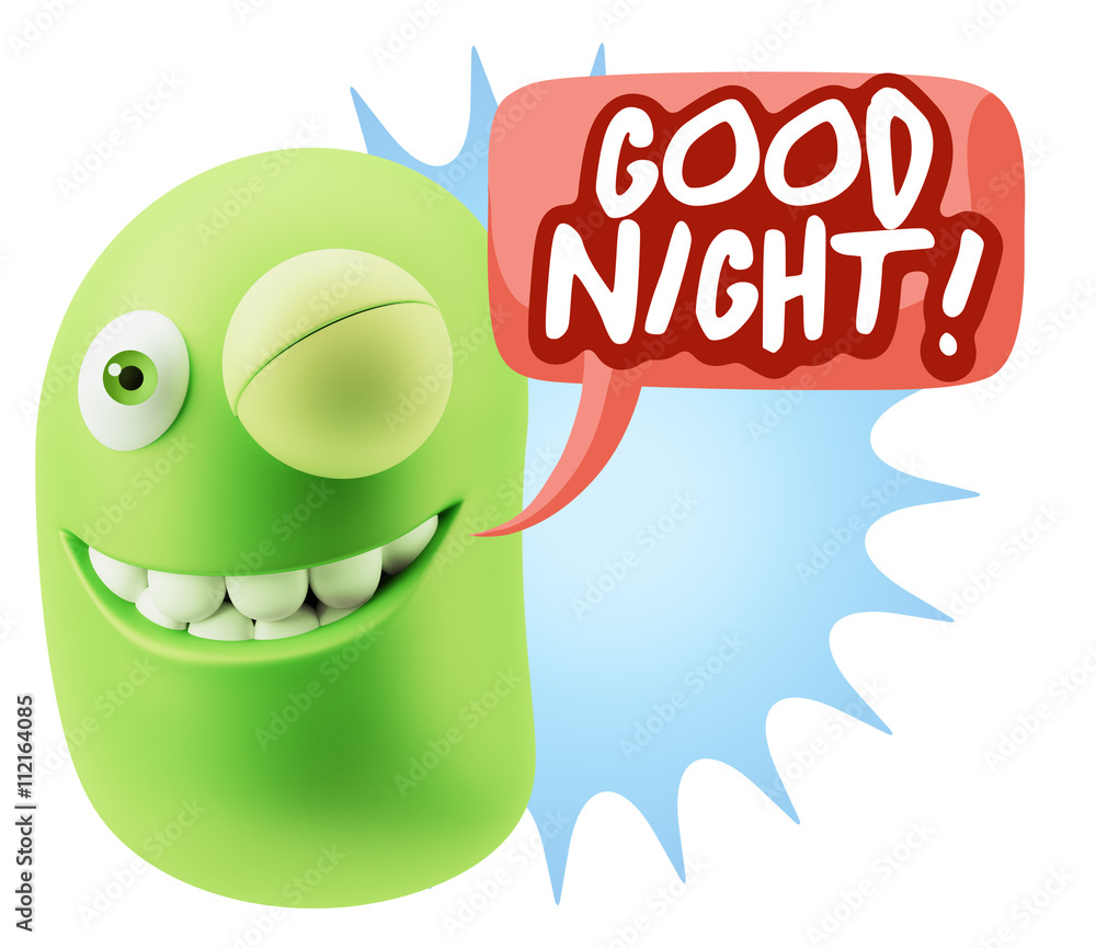 3d Rendering Smile Character Emoticon Expression saying Good Nig 3d Rendering Smile Character Emoticon Expression saying Good Nig