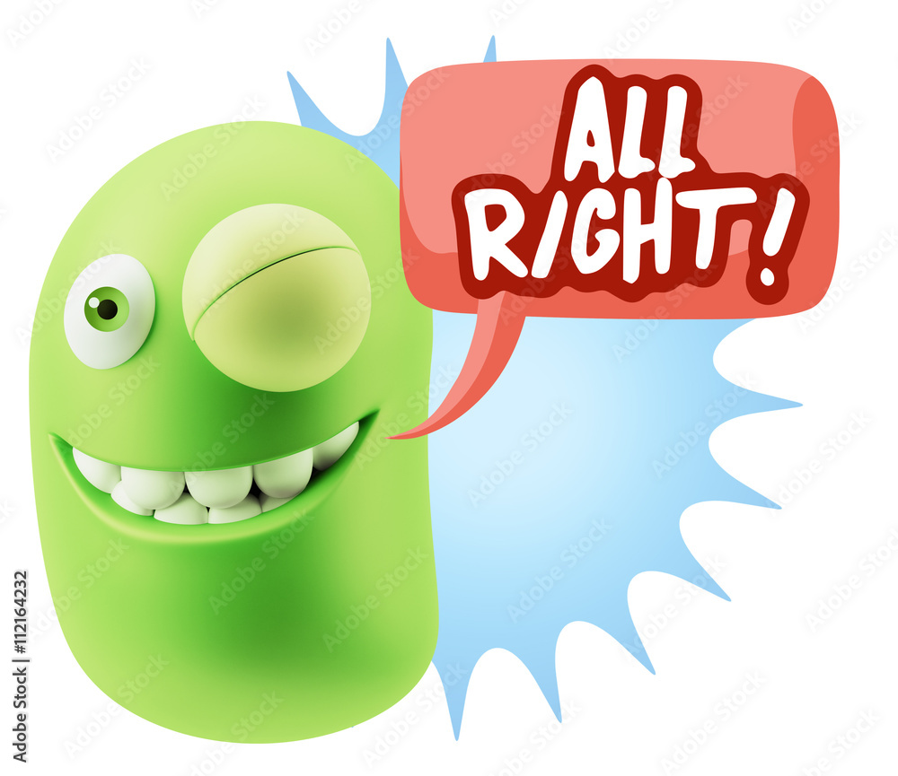 3d Rendering Smile Character Emoticon Expression saying All Righ 3d Rendering Smile Character Emoticon Expression saying All Righ