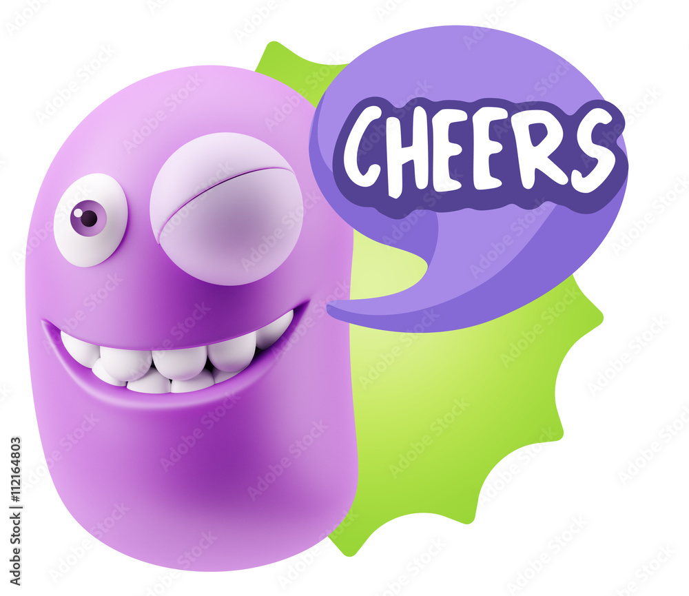 3d Rendering Smile Character Emoticon Expression saying Cheers w 3d Rendering Smile Character Emoticon Expression saying Cheers w