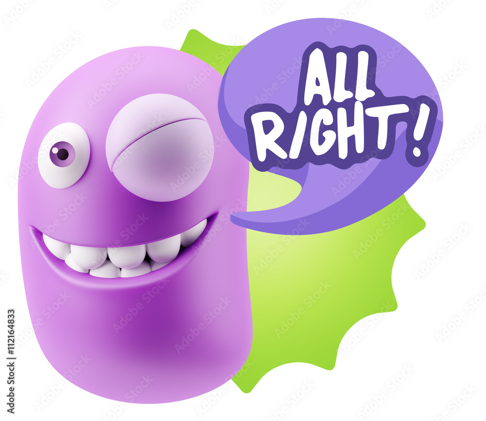 3d Rendering Smile Character Emoticon Expression saying All Righ 3d Rendering Smile Character Emoticon Expression saying All Righ