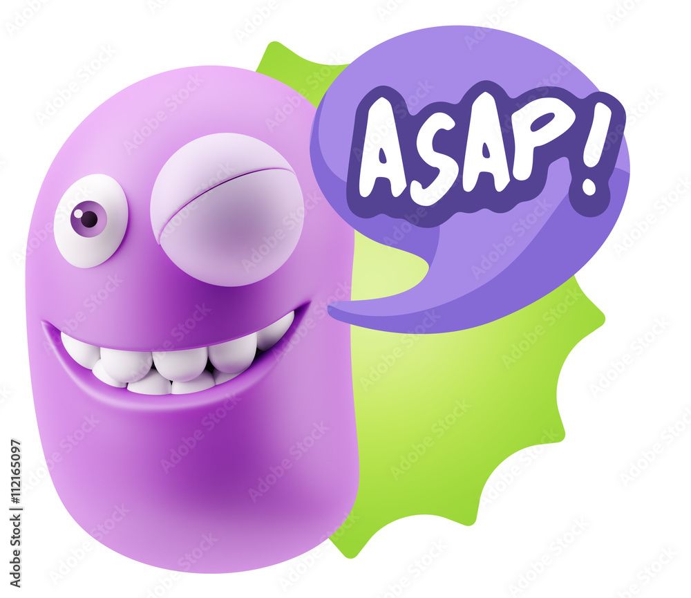 3d Illustration Laughing Character Emoji Expression saying Asap 3d Illustration Laughing Character Emoji Expression saying Asap