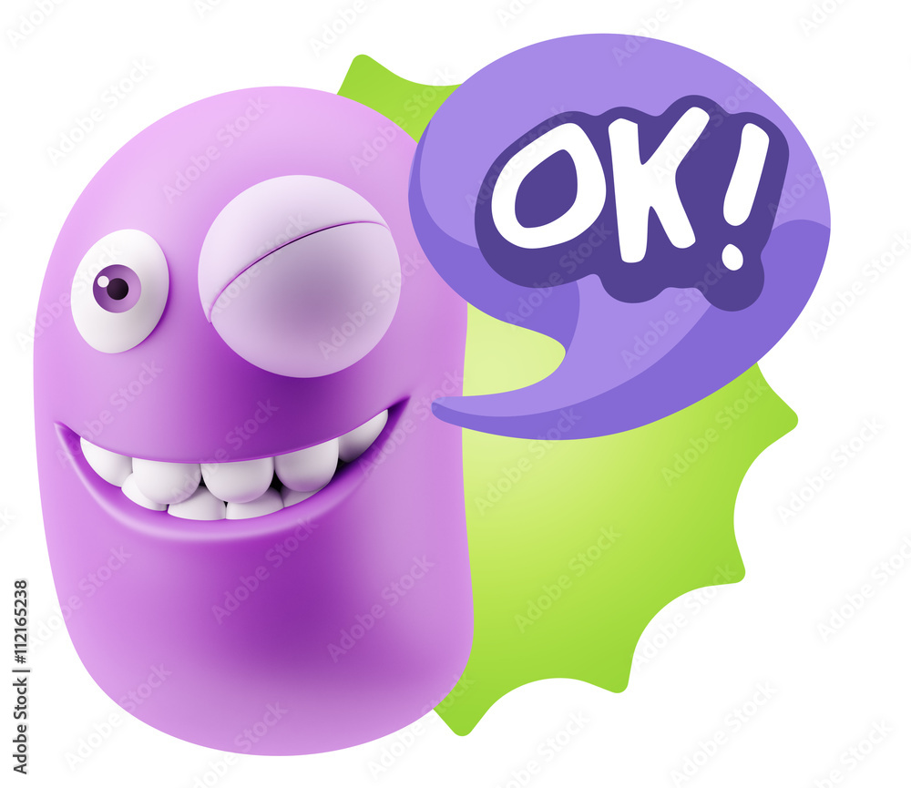 3d Rendering Smile Character Emoticon Expression saying Ok with 3d Rendering Smile Character Emoticon Expression saying Ok with