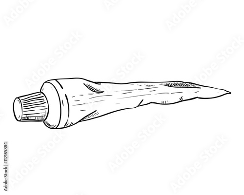 Vector sketch the tube with toothpaste