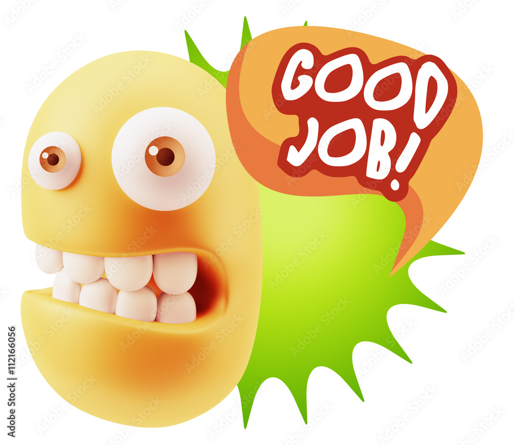 3d Rendering Smile Character Emoticon Expression saying Good Job 3d Rendering Smile Character Emoticon Expression saying Good Job
