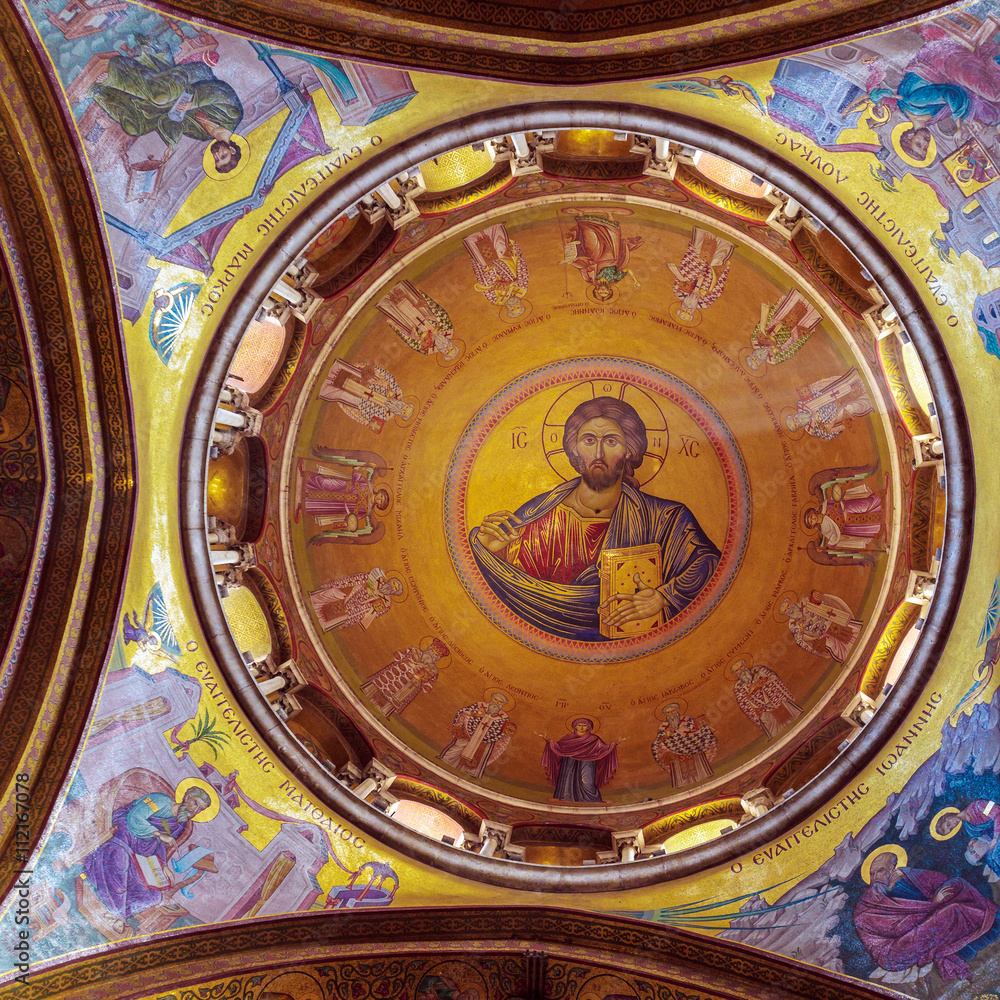 Interior and Dome of Holy Sepulchre Cathedral, Jerusalem