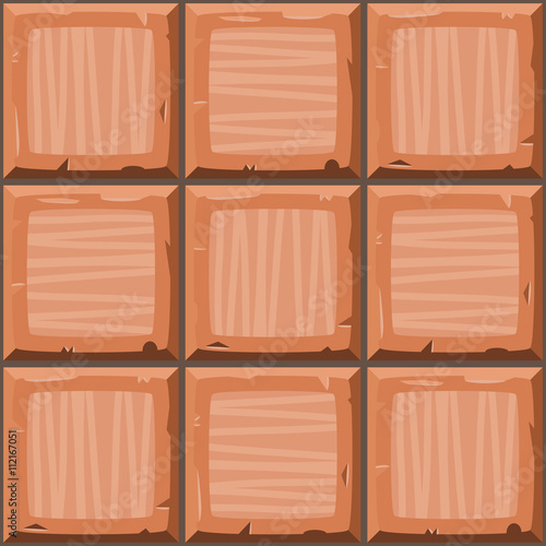 Cartoon hand drown orange seamless decorative old tiles texture. Vector illustration