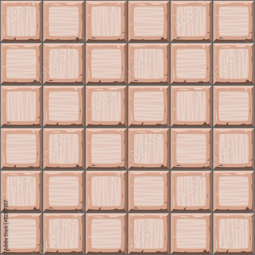 Cartoon hand drown beige seamless old tiles texture. Vector illustration