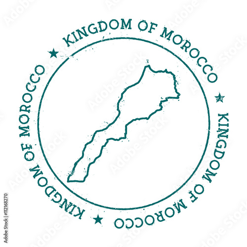 Morocco vector map. Retro vintage insignia with country map. Distressed visa stamp with Morocco text wrapped around a circle and stars. USA state map vector illustration.