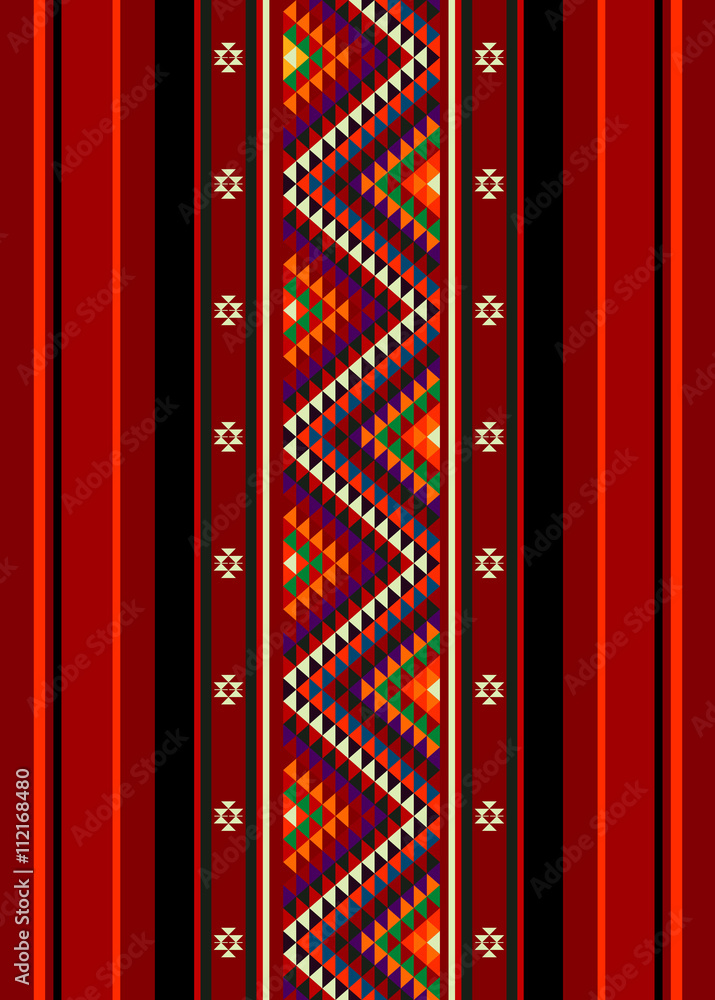A Beautiful Zig Zag Colorful Triangles Traditional Handcrafted V - obrazy, fototapety, plakaty 