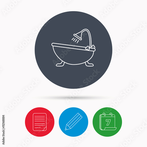 Bathroom icon. Bath with shower sign.