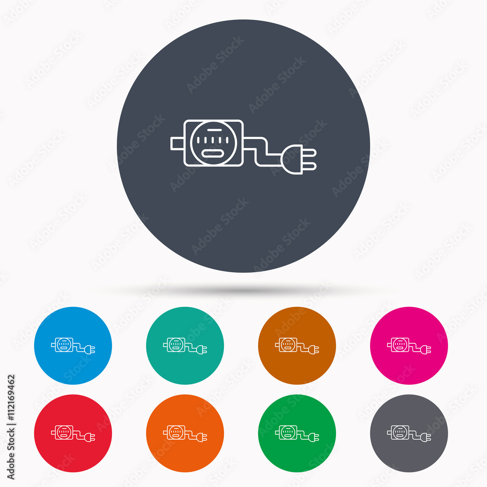 Electric counter icon. Electricity with plug. Electric counter icon. Electricity with plug.