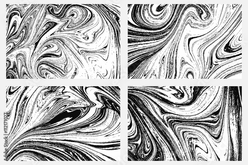 Set of white and black marble texture background. Stone or rock bundle, collection. 