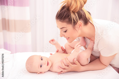 Mother and her baby on chan...