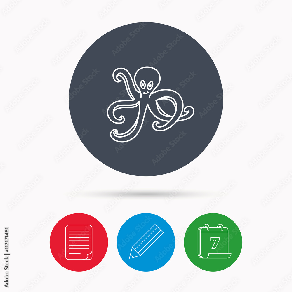 Octopus icon. Ocean devilfish sign. Octopus icon. Ocean devilfish sign.