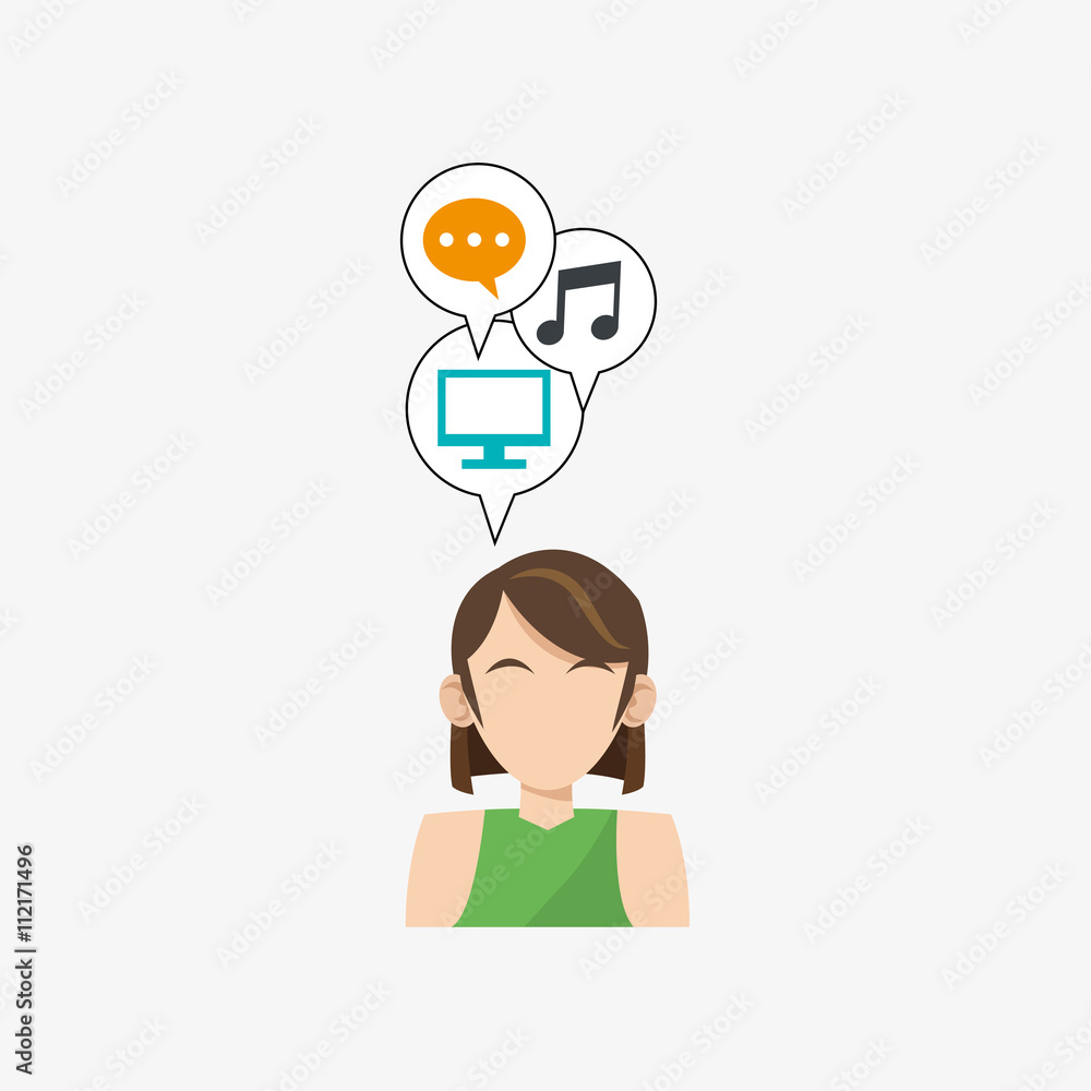 Woman design. Media icon. Flat illustration Woman design. Media icon. Flat illustration