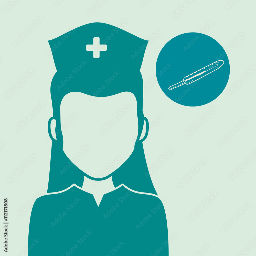 Obraz premium Medical care concept. Nurse icon. White background , vector