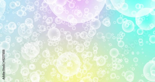 Flickering Bokeh Bubbles sparkling Particles random motion abstract background on cyan purple and yellow gradient color seamless loop animation random motion.