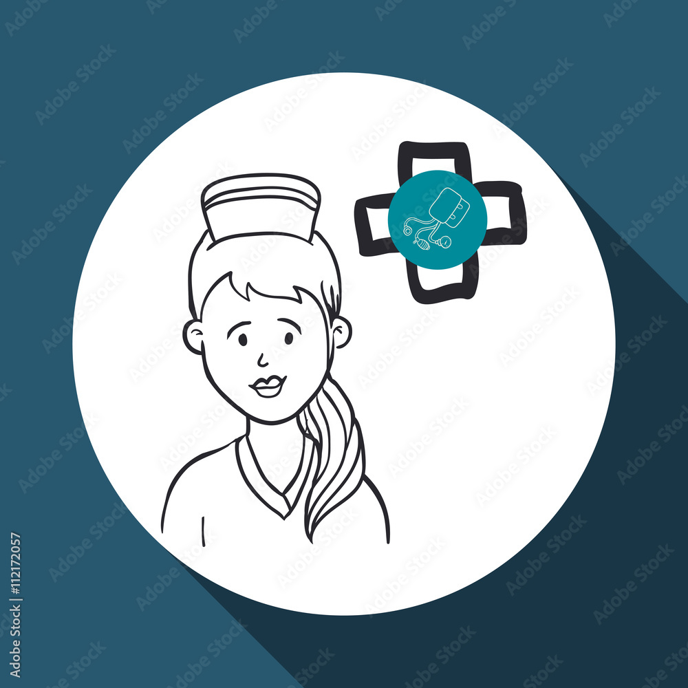 Medical care concept. Nurse icon. White background , vector Medical care concept. Nurse icon. White background , vector
