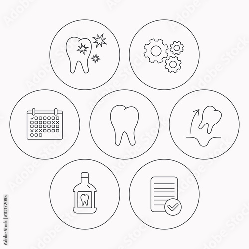 Tooth, mouthwash and healthy teeth icons.