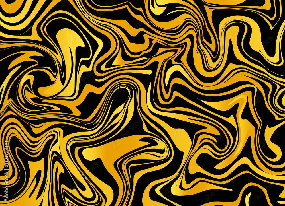 Vector ink marble style texture. Gold marbling effect.