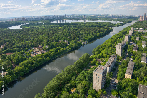 City landscape from a height. Moscow, view of the areas Horoshёvo-Mnevniki, Shchukino, Serebryany Bor and Strogino © Igor Gorshkov