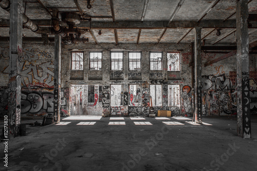 abandoned warehouse - factory room - empty loft photo