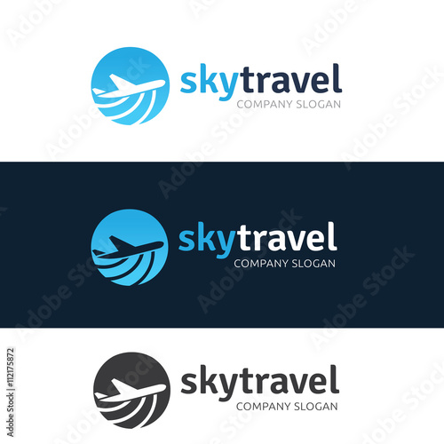 Travel logo. Online travel agency. Tourism logo. plane logo.