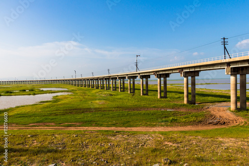 A train bridge at  Pa Sak Jolasid Dam  Thailand
