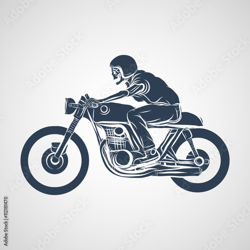 skull ride a classic cafe racer motorcycle