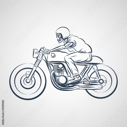 skull ride a classic cafe racer motorcycle