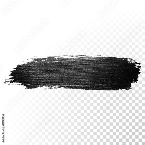 Black watercolor marker brush stroke. Vector oil paint gouache