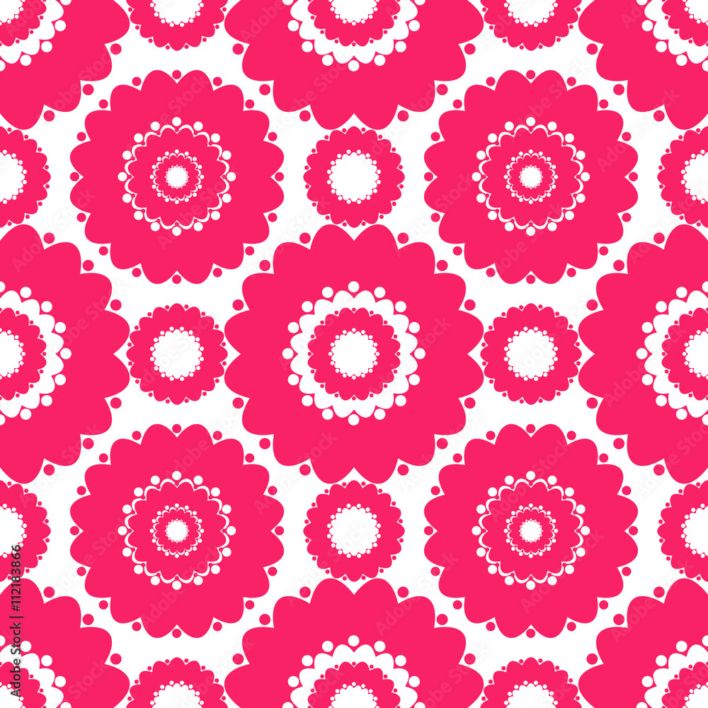 Abstract seamless pattern with round shapes, colorful pink background, EPS 8