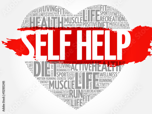 Self Help heart word cloud, fitness, sport, health concept